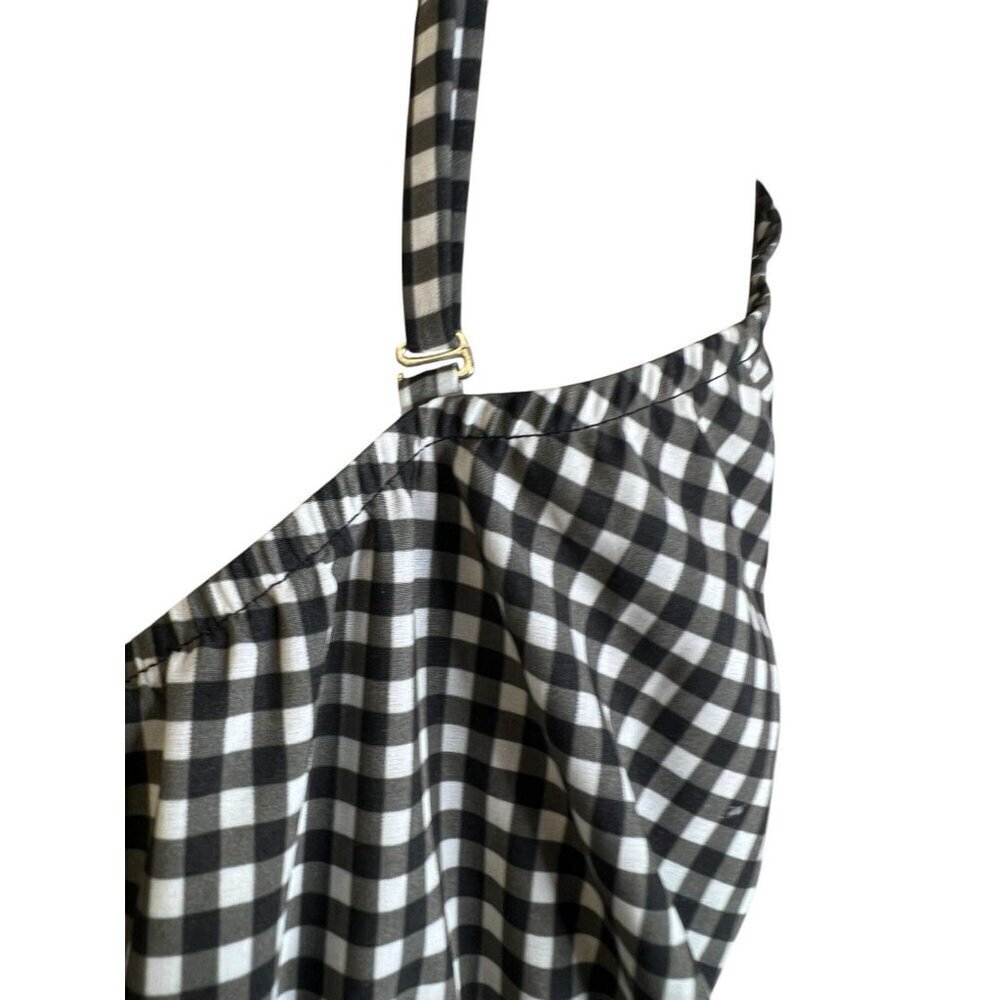 Albion Fit Gingham Jumpsuit Black White Womens Petite Size Small Jetsetter - Picture 3 of 7